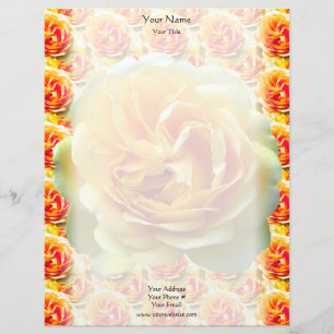 En-tête de lettre de fleur de rose jaune