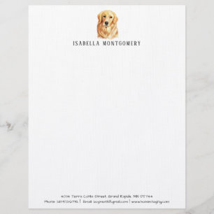 En-tête de lettre de golden retriever d'aquarelle