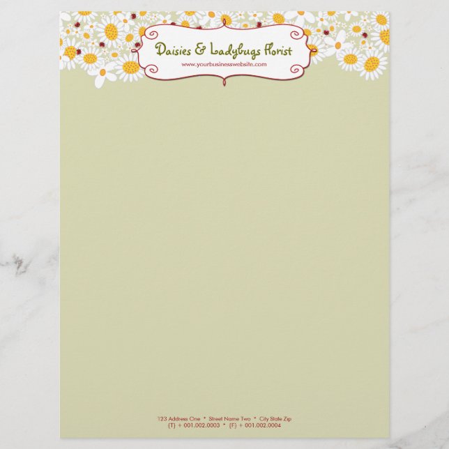 en-tête de lettre de marguerites blanches et de (Devant)
