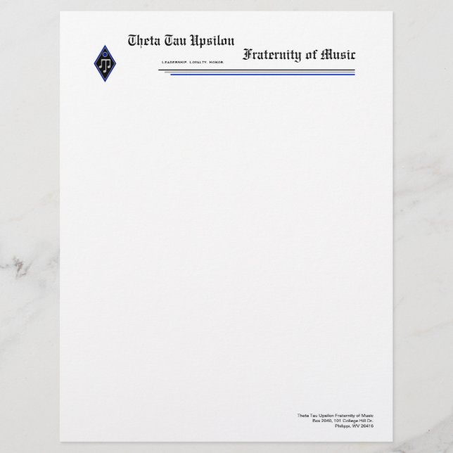 En-tête de lettre de Tau Upsilon de thêta (Devant)