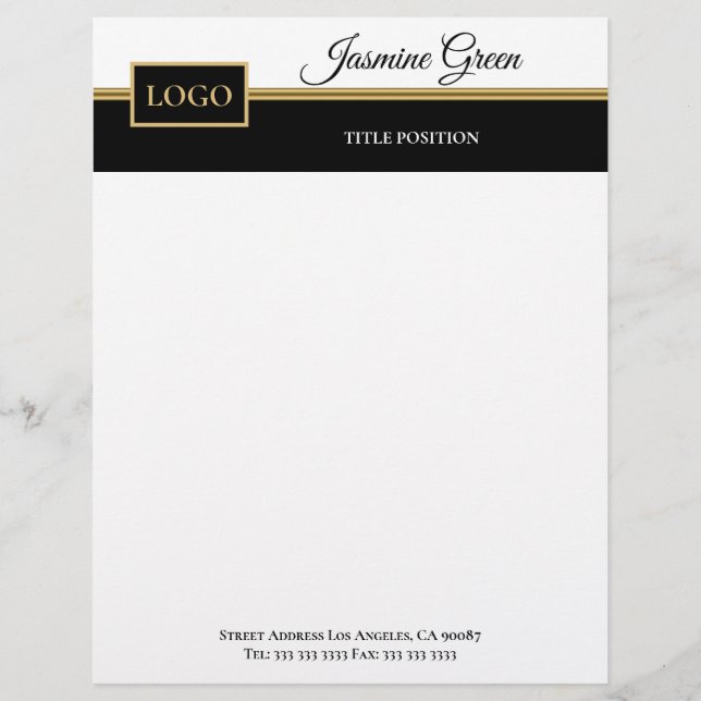 En-tête De Lettre Design Élégant Noir Et Blanc (Devant)
