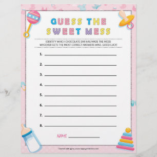 En-tête De Lettre Devinez La Douce Mess [Bébé Basiques Rose]