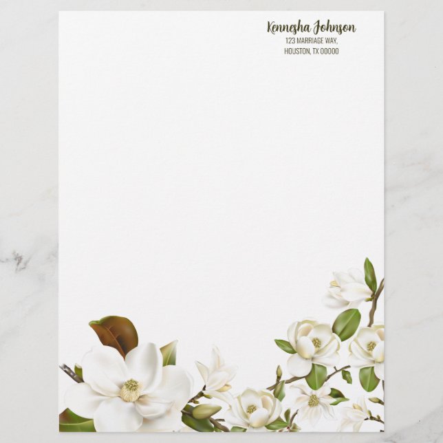 En-tête De Lettre Douche pour couples floraux Magnolia (Devant)