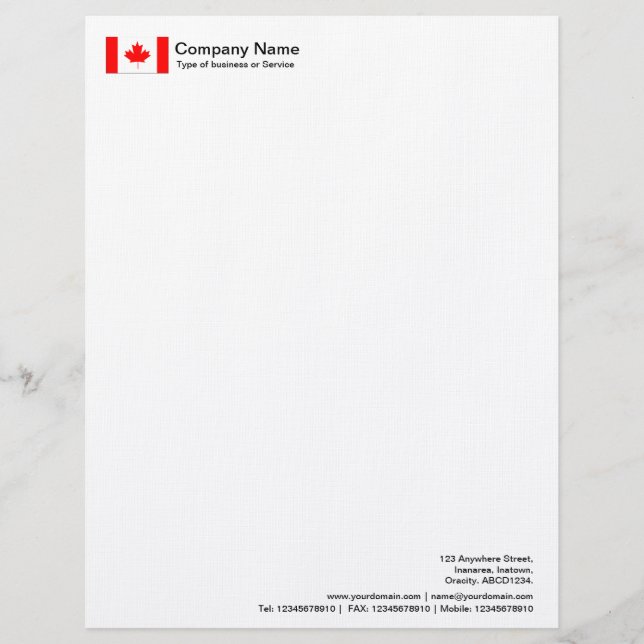 En-tête De Lettre Drapeaux - Canada (Devant)