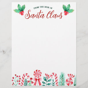 En-tête De Lettre Du bureau de l'aquarelle du Père Noël