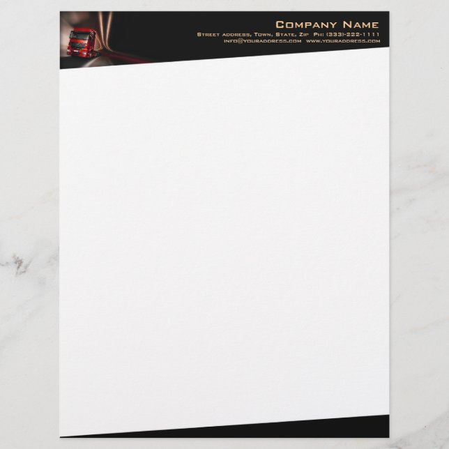 En-Tête De Lettre Du Camion Rouge En Mouvement (Devant)