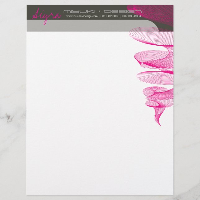 En-tête de lettre du concepteur rose rose de Twist (Devant)
