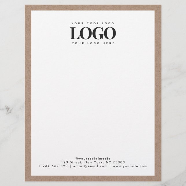 En-tête De Lettre Earthy Kraft Ajouter votre rectangle de logo comme (Devant)