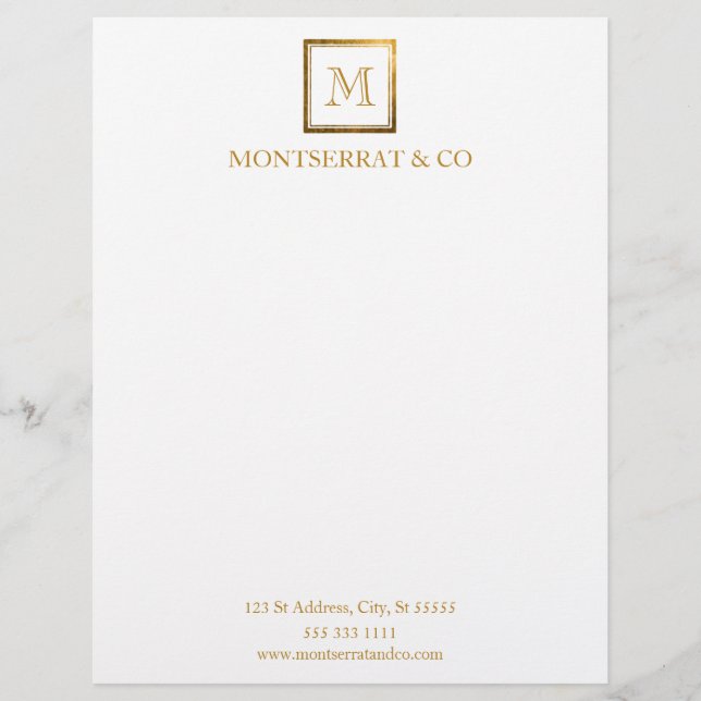 En-tête De Lettre Élégant Business Monogram Logo Carré or (Devant)