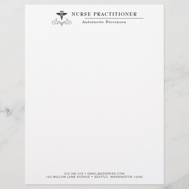 En-tête De Lettre Élégant Caduceus Nurse Praticien (Devant)