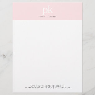 En-tête De Lettre Élégant Chic Blush rose minimaliste Bureau Monogra
