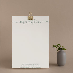 En-tête De Lettre Élégant Chic manuscrit Script Sage Green