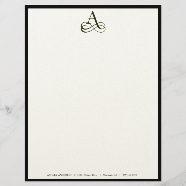En-tête de lettre élégant du monogramme "A" dans (Devant)