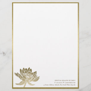 EN-TÊTE DE LETTRE ÉLÉGANT FAUX FORMEL OR LOTUS FLORAL AFFAIRES