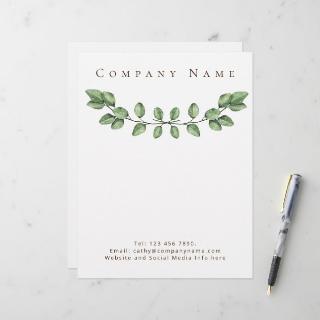 En-tête De Lettre Elegant Green Company Détails en-tête (Devant/Arrière en situation)