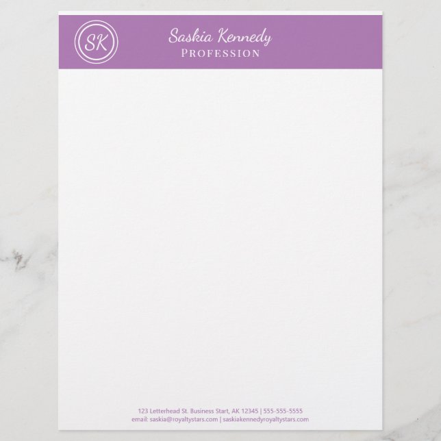 En-tête De Lettre Élégant Lavender Business Professional (Devant)
