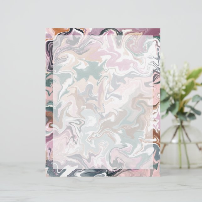 En-tête De Lettre Elégant marbre Abstrait vert et rose (Debout devant)