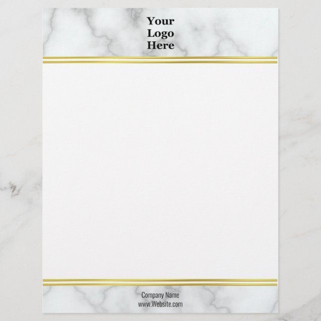 En-tête De Lettre Elégant Marbre blanc Faux Votre Logo Ici (Devant)