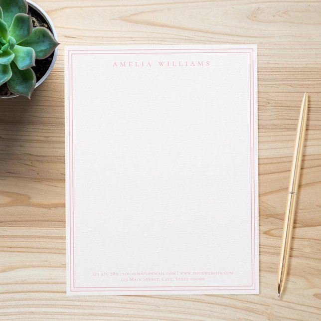 En-tête De Lettre Elegant Minimalist Pink Two Border (Créateur téléchargé)