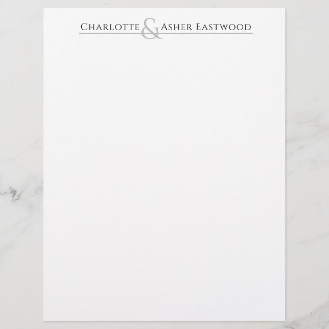 En-tête De Lettre Élégant Monogramme Couple Avec Ampersand En-Tête (Devant)