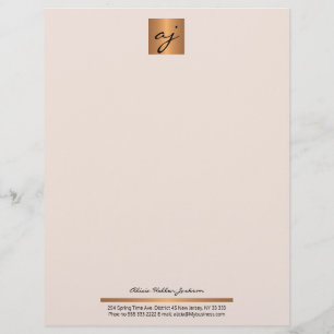 En-tête De Lettre Élégant monogramme en or rose rose de cuivre rose