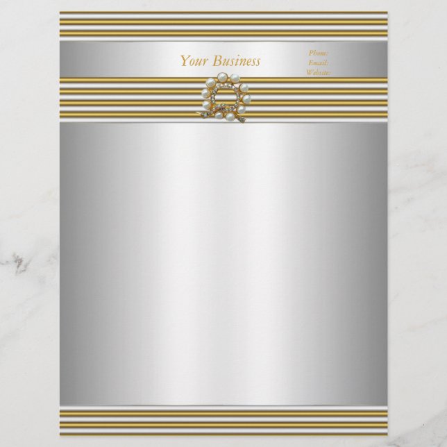 En-tête de lettre Elegant or argent blanc perle (Devant)