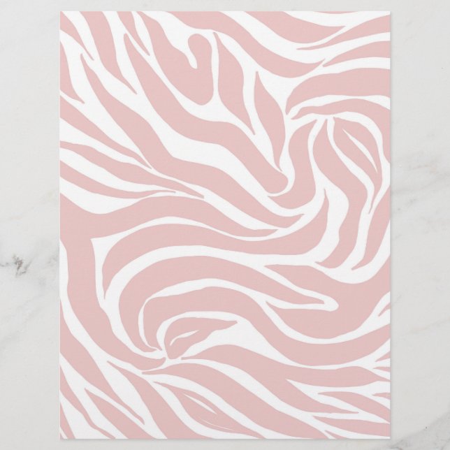 En-tête De Lettre Élégant Poster de animal blanc rose pâle Zèbre (Devant)