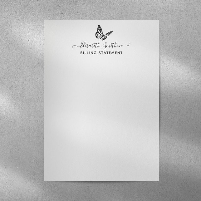 En-tête De Lettre Élégant relevé de facturation Beautician Papillon (Créateur téléchargé)