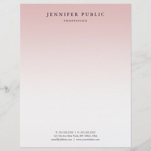 En-tête De Lettre Elégant Rose Gold White Modèle moderne tendance (Devant)