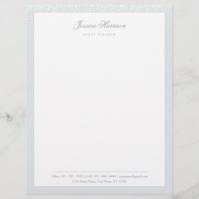 En-tête De Lettre Élégant simple gris blanc Confetti Professionnel (Devant)