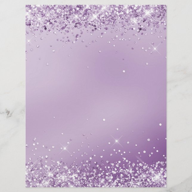 En-tête De Lettre Elégante feuille blanche lavande métallique violet (Devant)