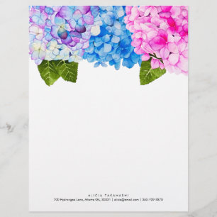 En-tête De Lettre Élégante Hydrangée Florale  Ajouter un contact de 