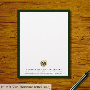 En-tête de lettre en monogramme doré foncé