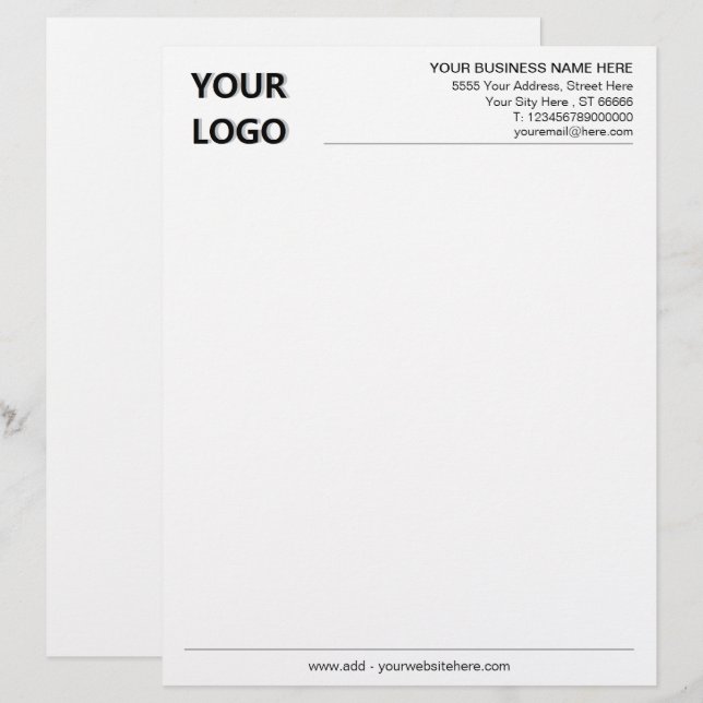 En-tête De Lettre En-tête commercial personnalisé avec logo et code  (Devant / Derrière)