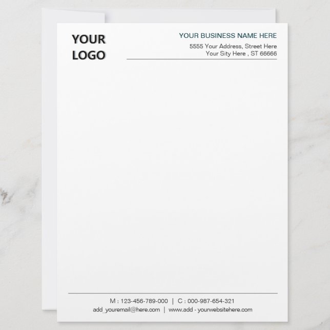 En-tête De Lettre En-tête commercial personnalisé avec logo et code  (Devant)