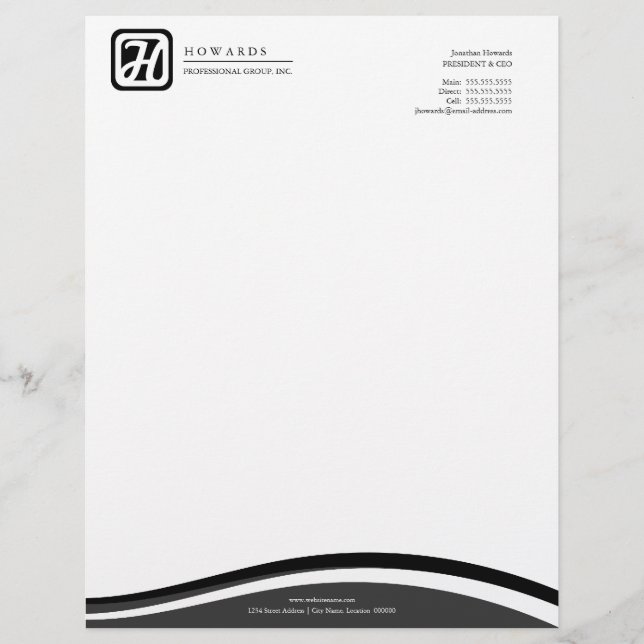 En-tête De Lettre En-tête de la lettre moderne Monogram Grey (Devant)