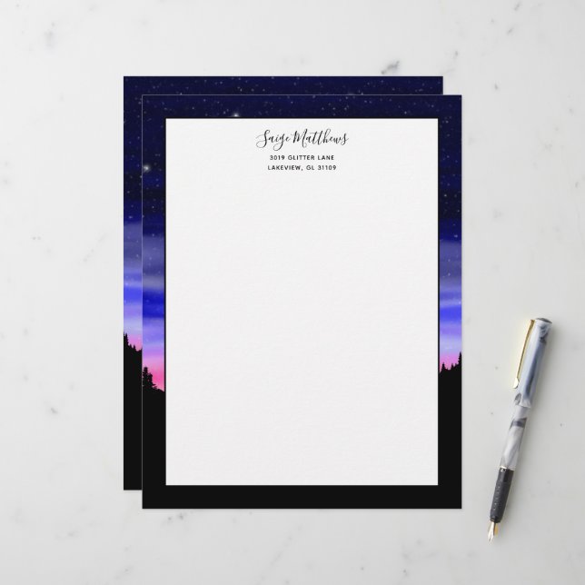 En-tête De Lettre En-tête de la nuit Diamond (Devant/Arrière en situation)
