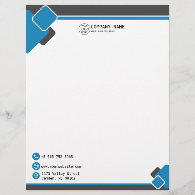 En-tête De Lettre En-tête du logo Entreprise bleu moderne (Devant)