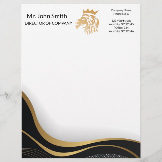 En-tête De Lettre En-tête du logo Lion professionnel (Devant)