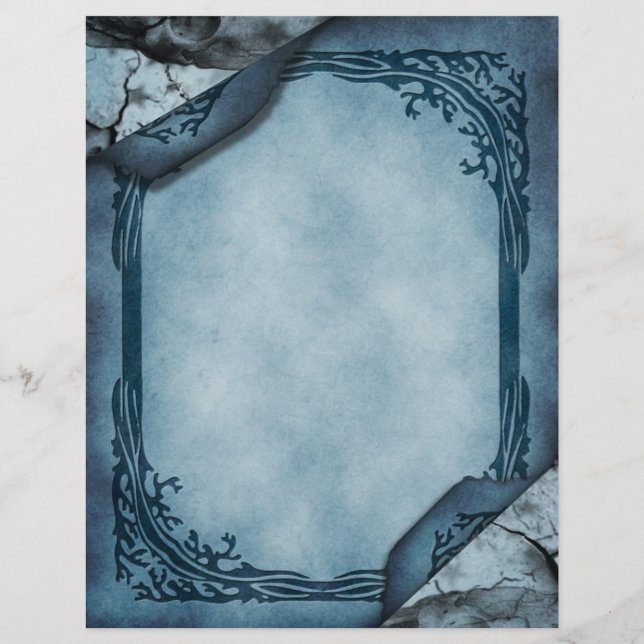 En-tête De Lettre En-tête gothique Parchemin Bleu (Dos)