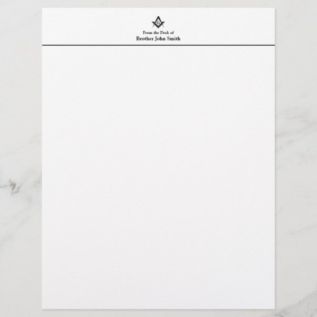 En-tête De Lettre En-tête Masonic Personnel Classique (Devant)