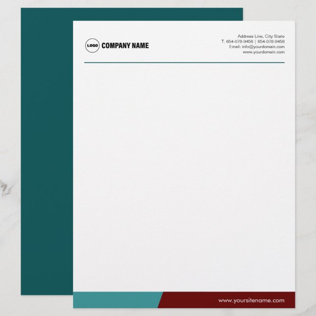 En-tête De Lettre En-tête Modèle personnalisé Blue Maroon (Devant / Derrière)