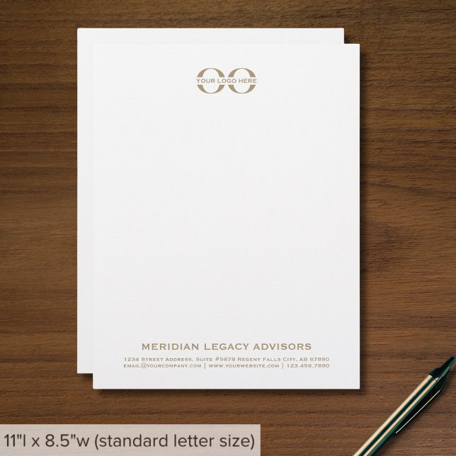 En-tête De Lettre En-tête simple White Gold Business avec logo (Créateur téléchargé)