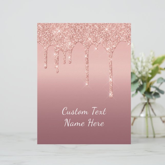En-tête De Lettre En-tête texte personnalisé rose Gold Parties scint (Debout devant)