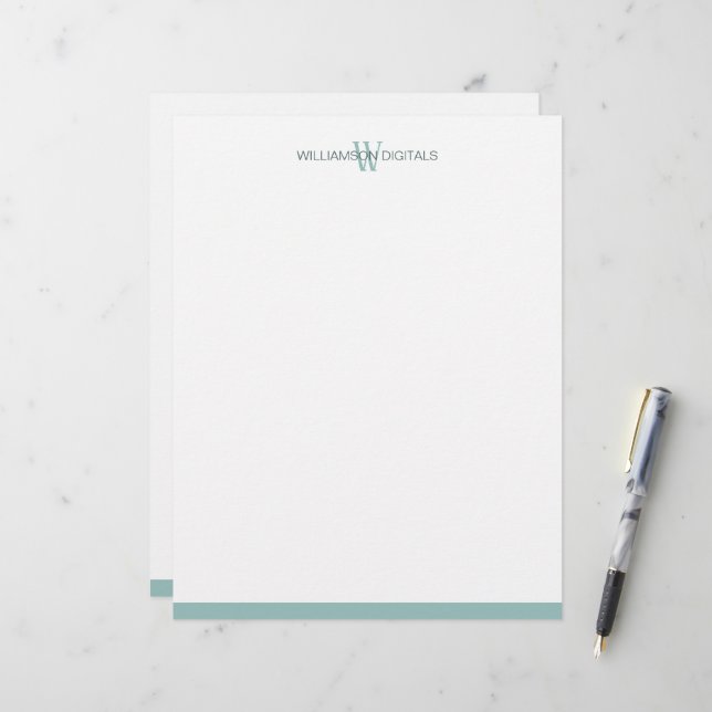 En-tête De Lettre En-tête Turquoise personnalisé (Devant/Arrière en situation)