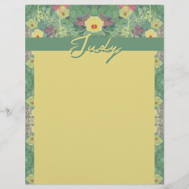 En-tête De Lettre En-tête vert fleuri (Devant)