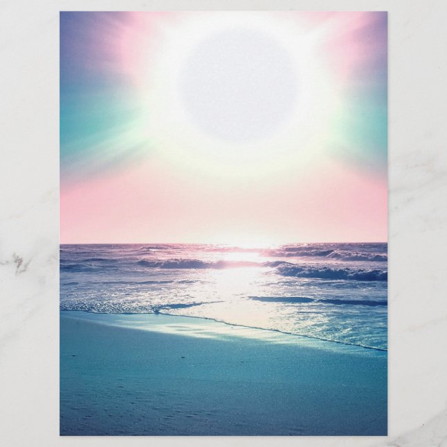 En-tête De Lettre Eté Mer coucher de soleil Plage tropicale Photo (Devant)