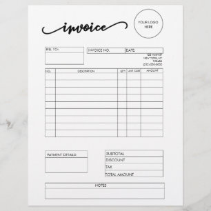 En-tête de lettre Facturer les fournitures pour pe
