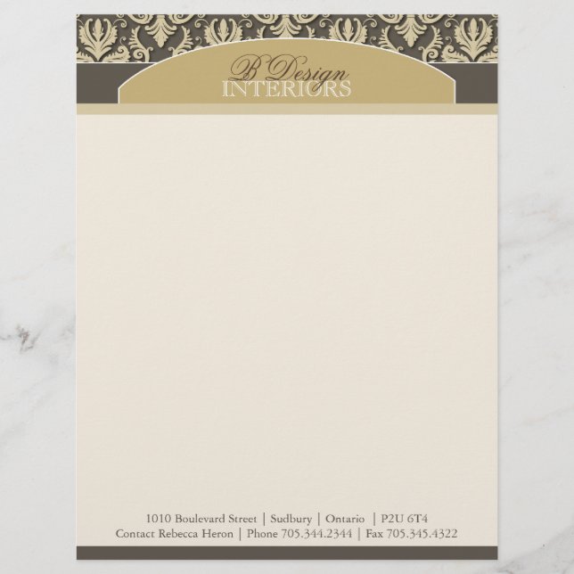 En-tête de lettre fait sur commande chic de (Devant)