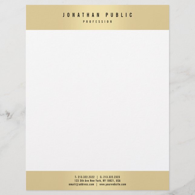 En-tête De Lettre Faux Gold Elegant Glamor Moderne Modèle (Devant)